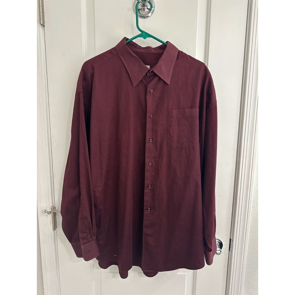 18.5 34/35 (2XL) Pronto Uomo Maroon Dress Shirt Button Up 100% Cotton Classic